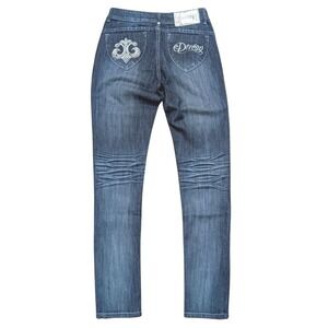 Dereon Skinny Jeans Juniors 5 6 Beyonce Brand Denim Bling Fleur De Lis Logo Y2K